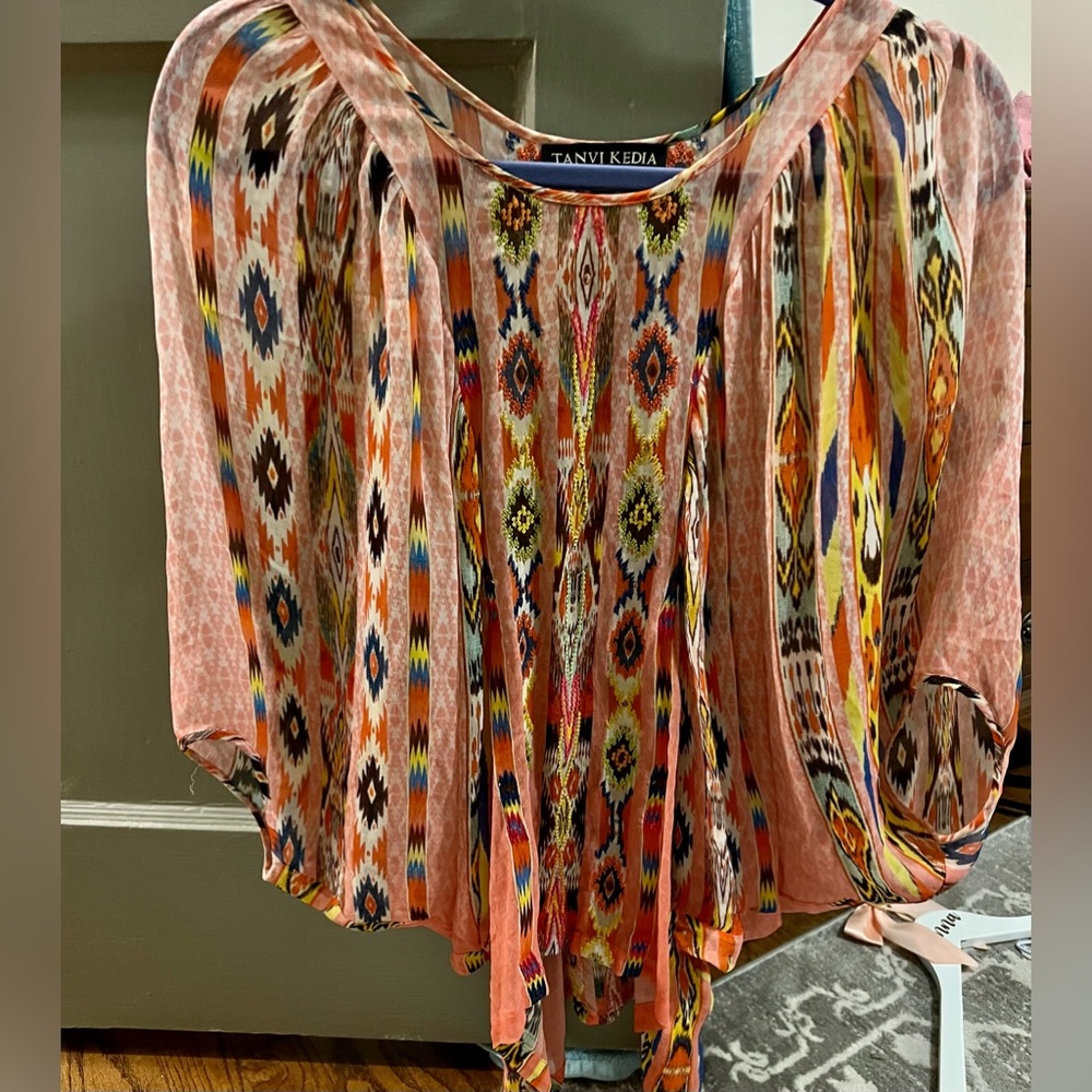 TANVI KEDIA Aztec print beaded blouse